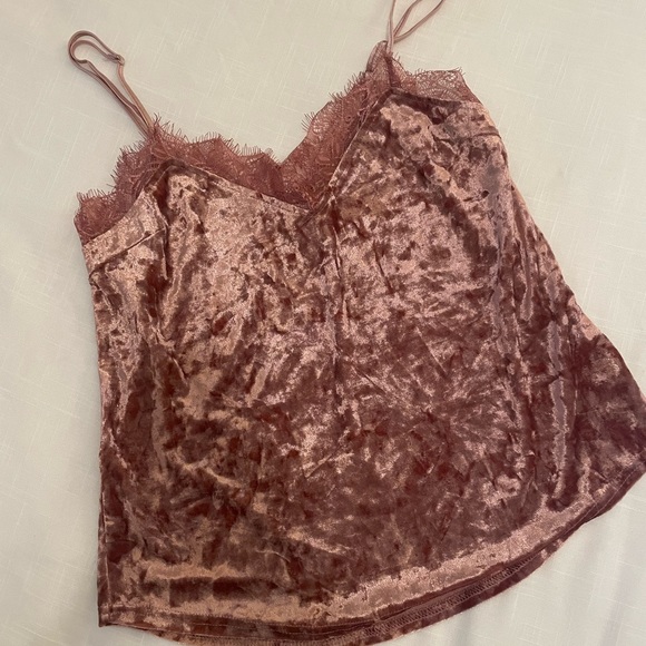 Honey Punch Crushed Velvet Top with Frayed Lace and Adjustable Straps, size S - Picture 11 of 11